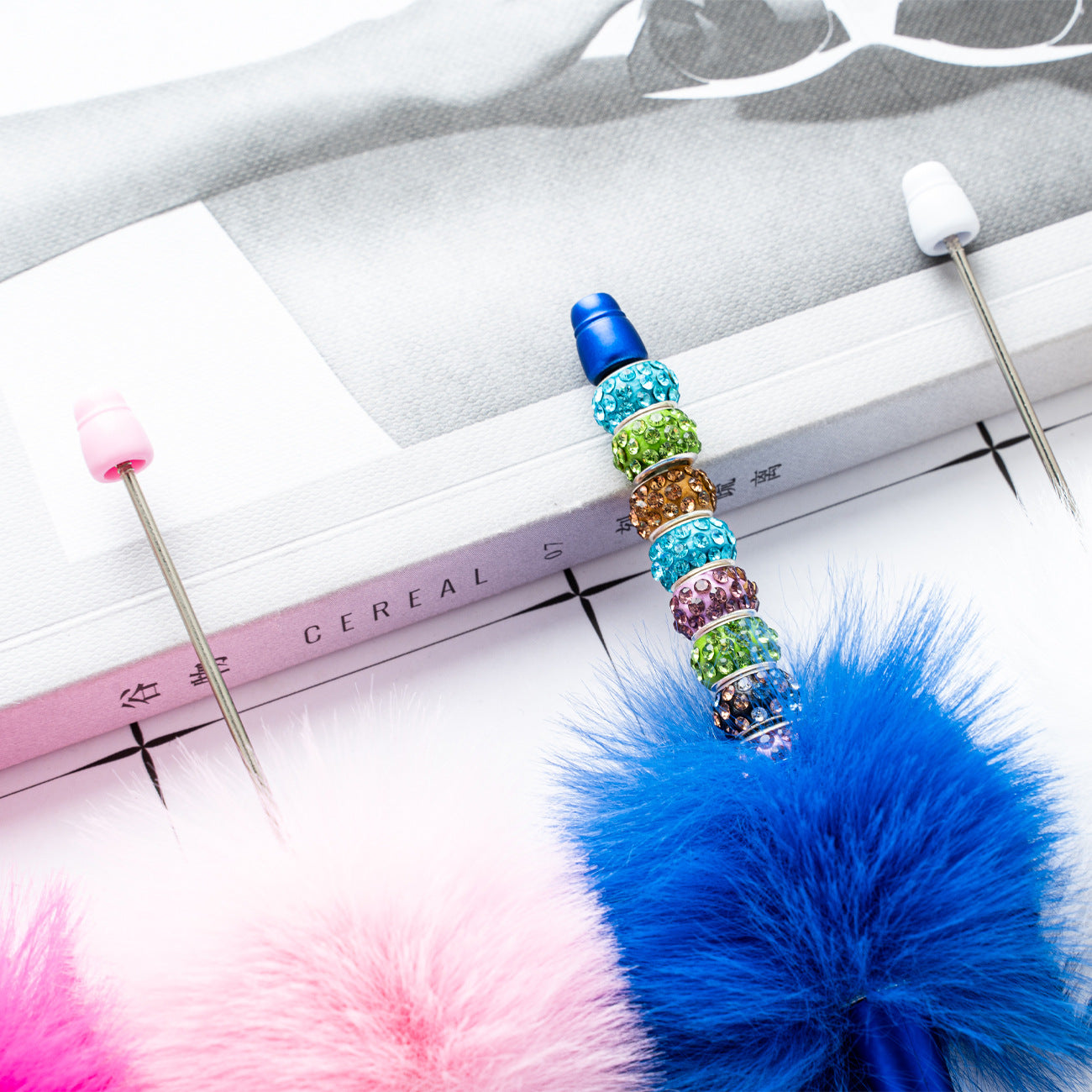 Wholesale Beadable Pens DIY Pompom Beadable Pen